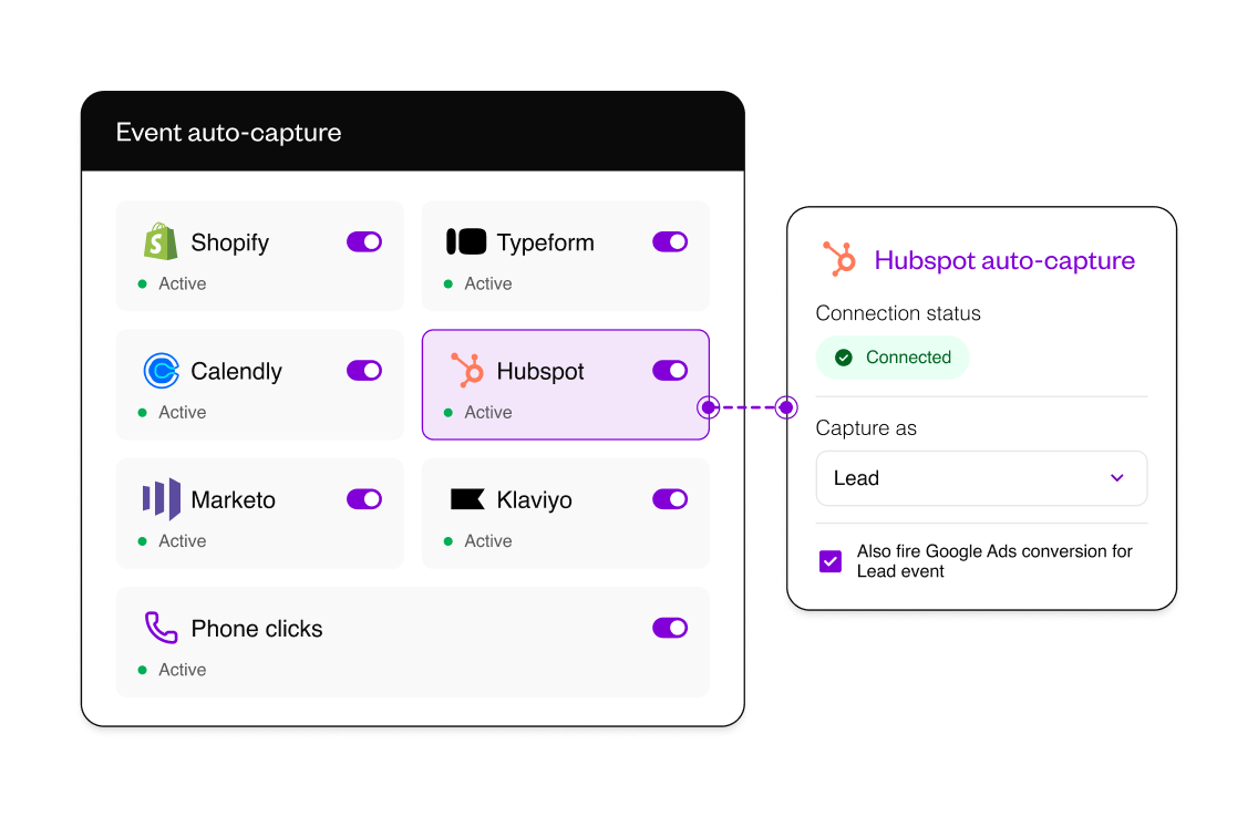 Event auto-capture integrations and HubSpot conversion setup